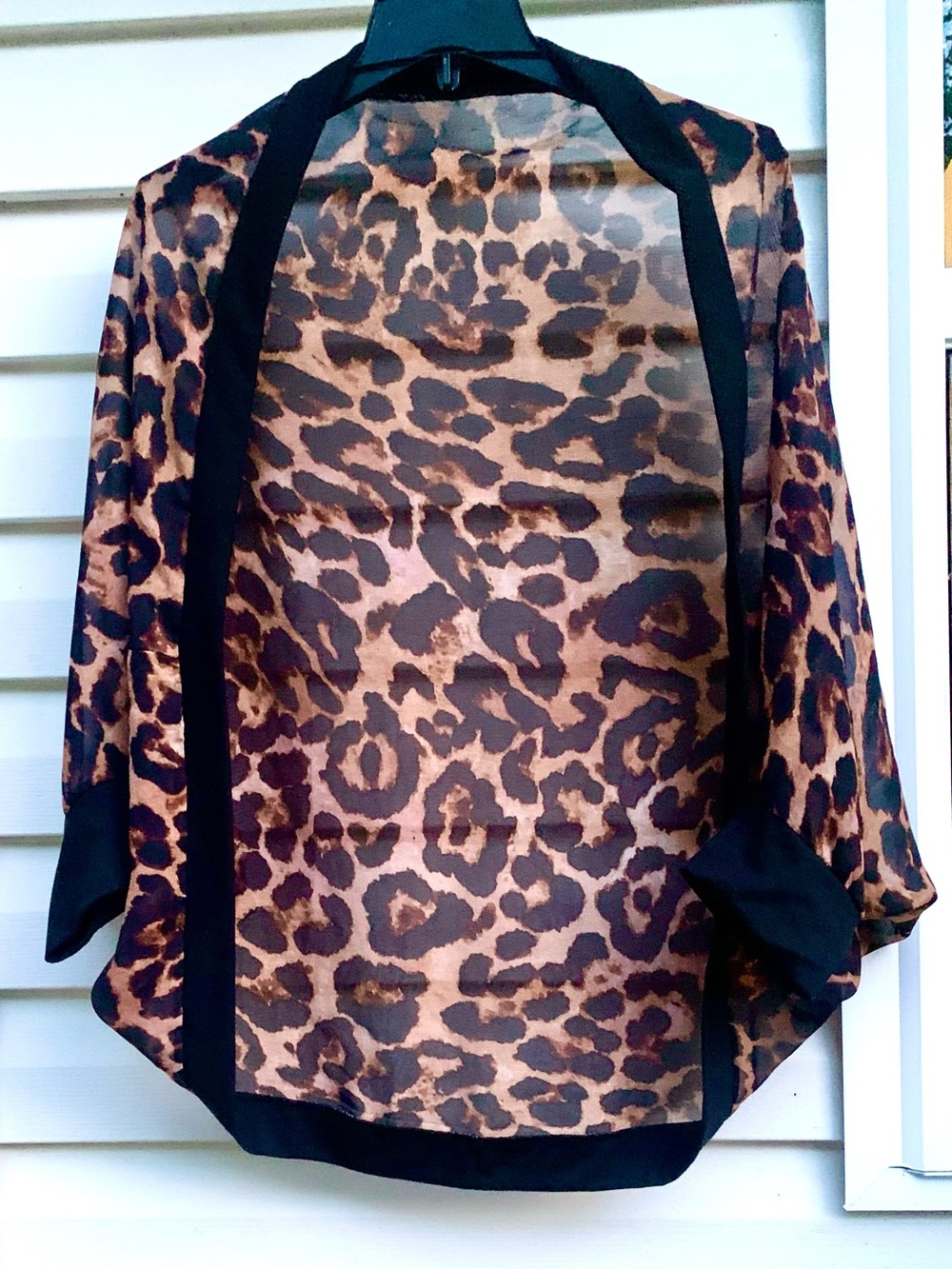 Leopard Print Open Front Kimono Cardigan - Brown & Black